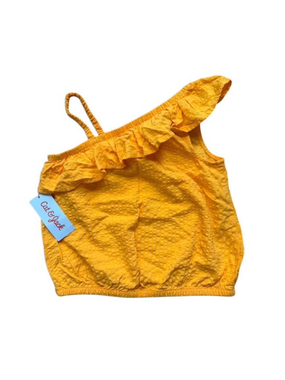 Cat & Jack Girls 6/7 Orange One Shoulder Ruffle Top NWT.